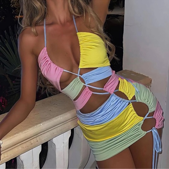 Fashion Nova Dresses & Skirts - FASHION NOVA On Top Of It Cut Out Mini Dress - Multi Color Size Medium New